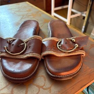 Matisse Brown Leather Sandals with Gold Accents